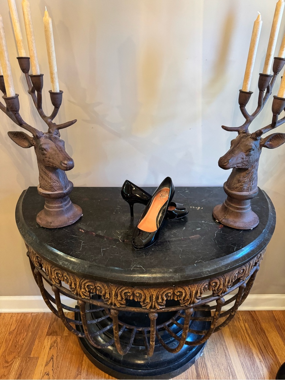 Vince Camuto Women's Black Patent Leather Peep-Toe Pumps